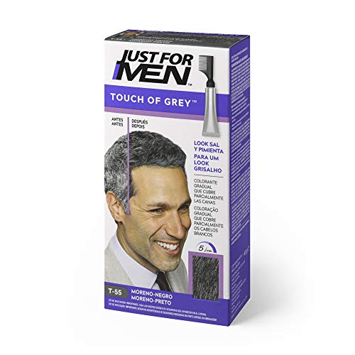 Just For Men, Touch of Grey, Tinte Pelo Reductor de Canas para Hombres, Reduce parcialmente las Canas, Moreno Negro, 40 g