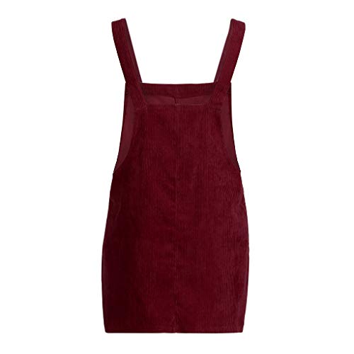 JUTOO 2018 Mujeres Corduroy Straight Suspender Mini Babero Vestido de Bolsillo Casual Pinafore en General