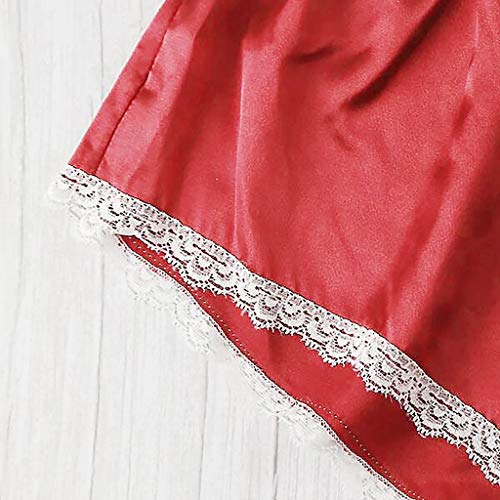 JUTOO Conjunto de Ropa Interior de lencería de Pijamas de Encaje de Seda de Hilado.