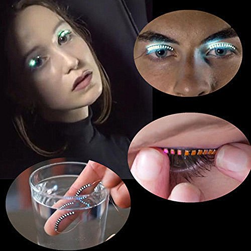 JYSPORT - Extensiones de clip de pelo de fibra óptica con luz LED multicolor, LED Eyelashes Random color