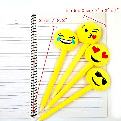 JZK 16 Bolígrafos plumas novedad para niños linda emoji peluche ballpoint pen biro bolígrafo regalo papelería para chicas niños cumpleaños fiesta relleno bolsas favor fiesta