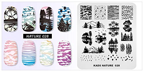 KADS - Plantilla para estampación de uñas con diseños de hierba, dientes de león, etc. Plantillas con diseños para decoración de uñas