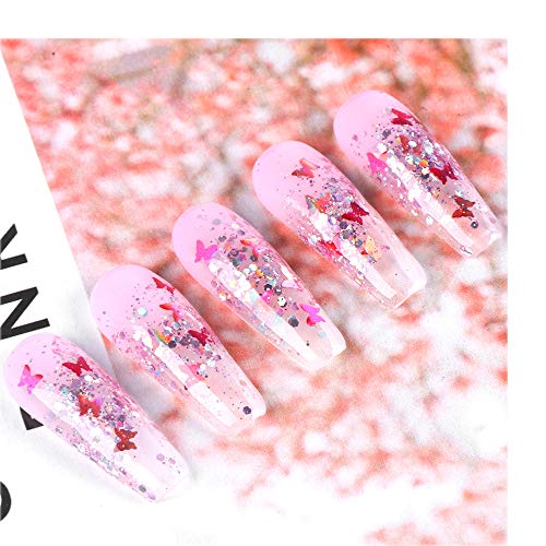 Kalolary 12 Colores Mariposa Lentejuelas Holográficas de Uñas Nail Art Decoración Purpurinas Confeti Uñas Nail Art Glitter Brillos para Manicura y Diseños de Uñas (D)