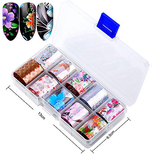 Kalolary Nail Art Foil, 30 colores Holográfico Nail Stickers Tips Wraps Foil Transfer Sticker Glitters Kit de decoración para manicura Acrílico DIY Decoración (3 Caja / 30pcs)