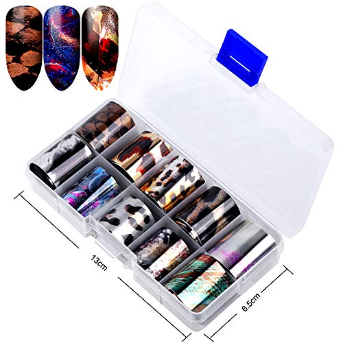 Kalolary Nail Art Foil, 30 colores Holográfico Nail Stickers Tips Wraps Foil Transfer Sticker Glitters Kit de decoración para manicura Acrílico DIY Decoración (3 Caja / 30pcs)