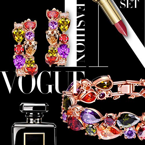 Kami Idea Regalos Dia de la Madre Pulseras Mujer Oro Rosa Colorido 5A Circonio Cúbico Tous Mujer Joyeria Regalos para Mujer Mama San Valentín Cumpleaños Pulseras de Amistad