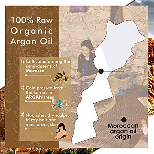 Kanzy Aceite de Argan Puro de Marruecos 100% Bio Morrocan Oil Rico en Vitamina E y Antioxidantes, Argan Oil para Cabello, Barba, Piel, Cuerpo y las Uñas en Botella de Vidrio 100ml