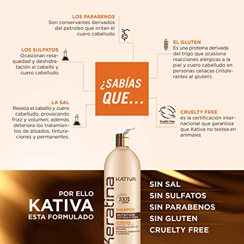 Kativa Keratina Crema de peinar para Nutrición, suavidad y brillo, 250 ml