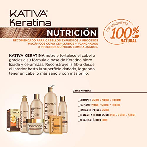Kativa Keratina Crema de peinar para Nutrición, suavidad y brillo, 250 ml