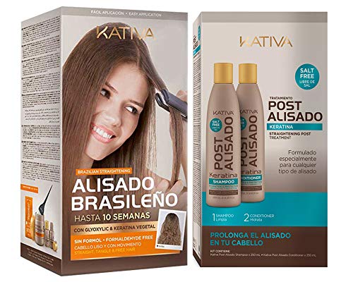 Kativa Keratina y Argán - Kit Alisado Brasileño + Post Alisado 2 uds