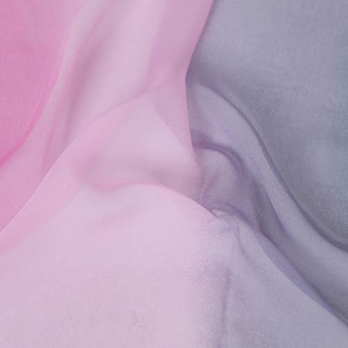 KAVINGKALY Blend Ombre bufanda de seda Georgette colores sombreados chales de gasa pura Sheer (Rosa y Gris)