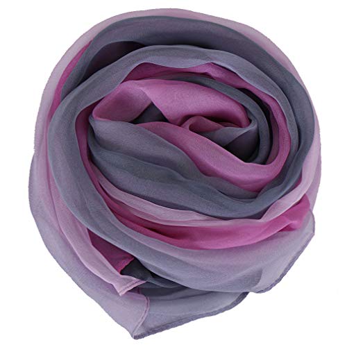 KAVINGKALY Blend Ombre bufanda de seda Georgette colores sombreados chales de gasa pura Sheer (Rosa y Gris)