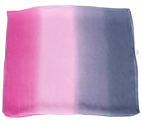 KAVINGKALY Blend Ombre bufanda de seda Georgette colores sombreados chales de gasa pura Sheer (Rosa y Gris)