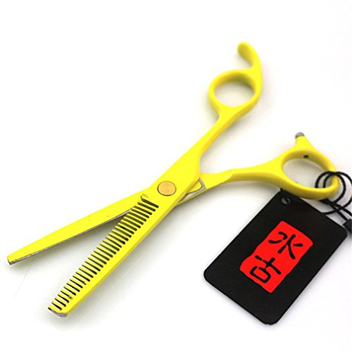 KDLD tijeras de peluquería ® Forbici per capelli Forbici da parrucchiere 6,0 pollici / 17 CM Attrezzi per il parrucchiere Perdite di capelli forbici e scatola Vernice gialla/NWYJR