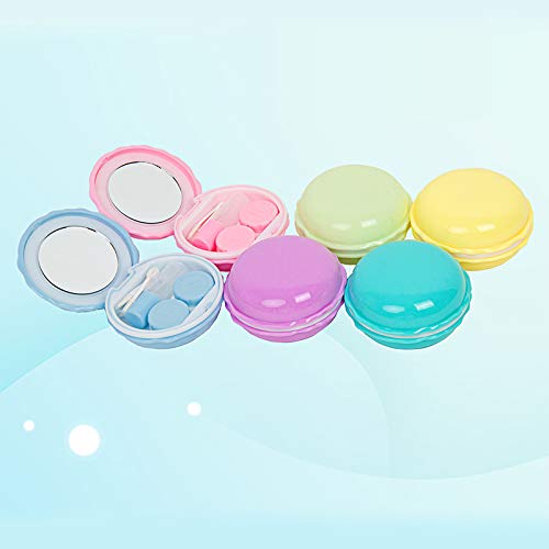 Kentop Caja de Lentes de Contacto de Forma de Macaron Portátil Mini Estuche Protectora de Lentillas para Viajes