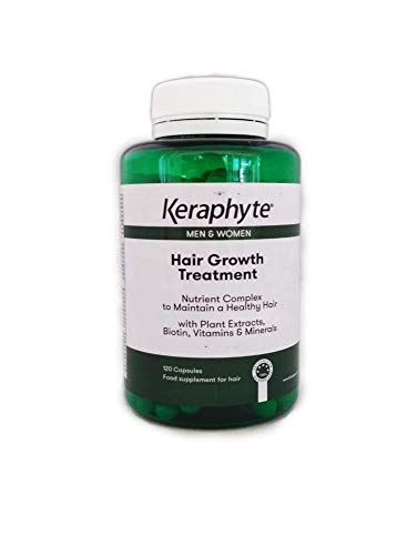 Keraphyte - Tratamiento Anticaída y Crecimiento del Cabello | con Extractos de Plantas Vitaminas y Minerales, con una alta dosis de Biotina | Vegano, sin gluten, no GMO (120 cápsulas)