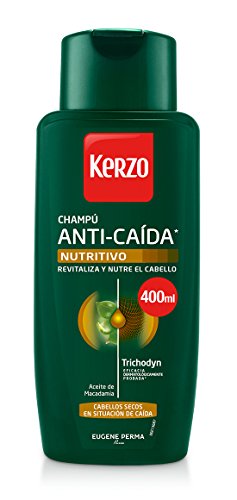 Kerzo Champú Anticaída Nutritivo para Cabellos Secos - 3 Recipientes de 400 ml - Total: 1200 ml