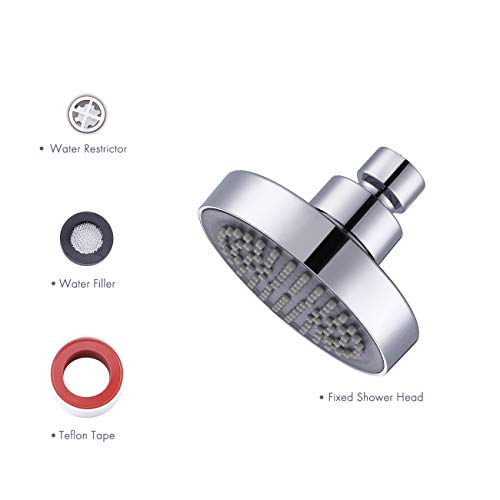 KES Alcachofa Ducha de Baño Fija Cabeza de Ducha Redonda 10 cm, Cromo Pulido J335S4-CH