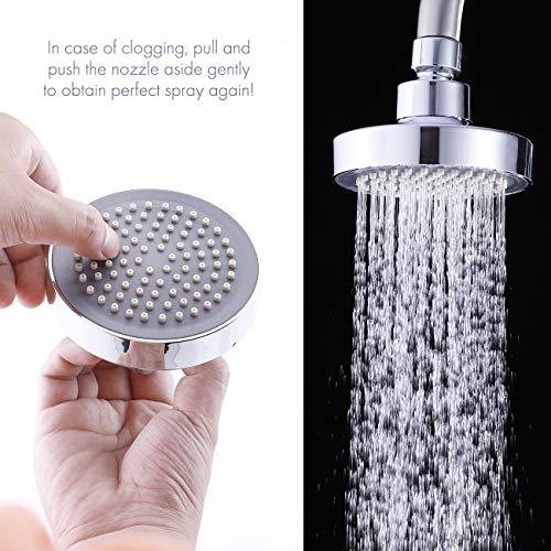 KES Alcachofa Ducha de Baño Fija Cabeza de Ducha Redonda 10 cm, Cromo Pulido J335S4-CH