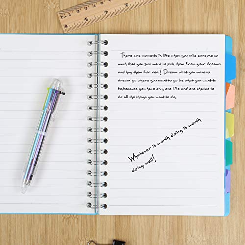 Kesote A5 Cuaderno Espiral con Etiquetas de 6 Color y A Bolígrafo de 6 Color A5 Notebook para Escuela, Oficina o Hogar, 120 Hojas