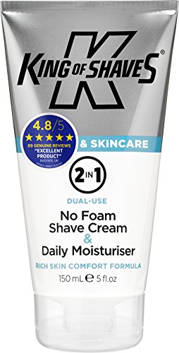 King of shaves 2 en 1 – Crema de Afeitar sin espuma & Crema Hidratante para cada día, 150 ml