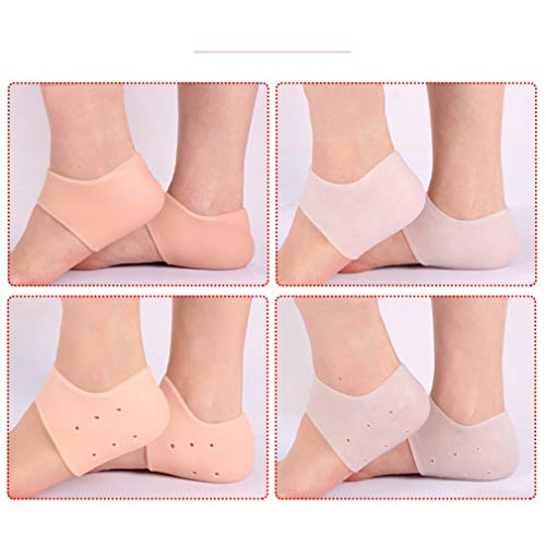 KinshopS 2 uds, Protector de talón de Gel de Silicona, Protector de Talones agrietados, Protectores para aliviar el Dolor, Color de la Piel sin Agujero, Color de Piel sin Agujero