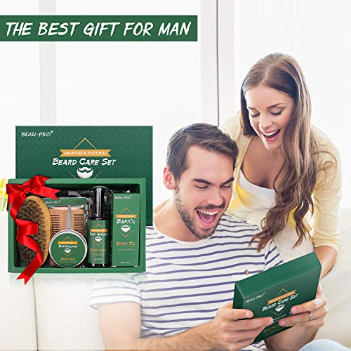 Kit Cuidado Set Barba con Libre Champu Barba,Peine Barba,Cepillo Barba,Aceite Barba,Balsamo Barba,Barba Tijeras,Bolsa de Almacenamiento,Eletronic Barba Libro,Regalos Originales Para Hombre