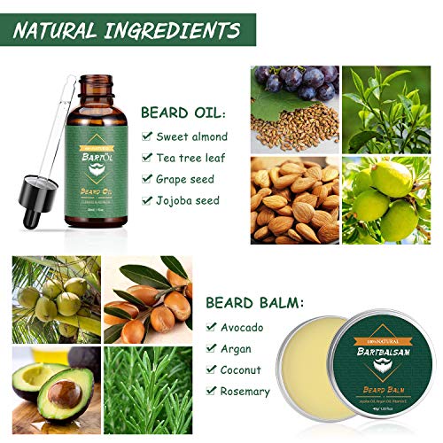 Kit Cuidado Set Barba con Libre Champu Barba,Peine Barba,Cepillo Barba,Aceite Barba,Balsamo Barba,Barba Tijeras,Bolsa de Almacenamiento,Eletronic Barba Libro,Regalos Originales Para Hombre