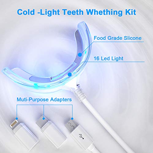 Kit de Blanqueamiento Dental, Blanqueador Dental Profesional Gel Blanqueador de Dientes Para Manchas de Humo, Dientes Negros, Dientes Amarillos-6x4ML Gel,6xBlanqueadores de Dientes, 1xLuz LED