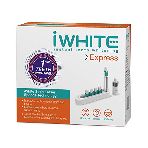Kit de blanqueamiento iWhite Express - Aplicador para blanqueamiento dental - Resultados en solo un minuto - Ingredientes probados clínicamente - Fortalece y protege el esmalte