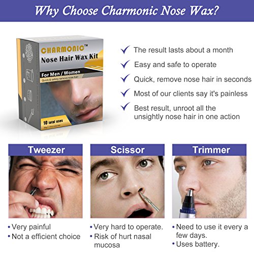 Kit de cera nasal para hombres y mujeres, cera de depilación nasal (50 gramos / 10 veces de uso)