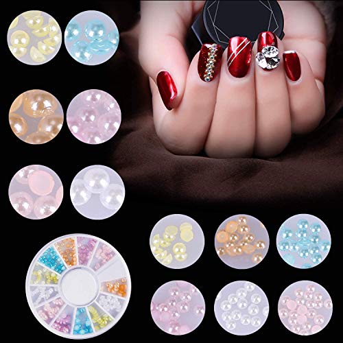 Kit de Diseño de Arte de Uña 47 piezas Decoración Uñas Nail Art 15 Pincel Uñas 5 Lápiz de Punto 10 Cintas Adhesivas Uñas 5 Diamantes de Imitación 12 Pegatina Lámina Paillette para Diseño de Uñas