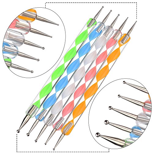 Kit de Diseño de Arte de Uña de 24 Piezas, 5 Piezas de Lápiz de Punto de 2 Extremos, Juego de 15 Pinceles de Pintura Pulido, Pinzas de Arte de Uña, 3 Cajas de Diamantes de Uñas Coloridos Pernos Platea