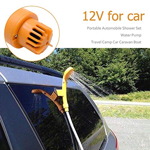 Kit de ducha portátil de camping al aire libre, 12V automóviles Duchas con bomba de agua, 5 metros de cable del enchufe de mechero Max 7L agua por minuto para el lavado de coches para mascotas Baño