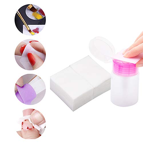 Kit de Uñas Removedor el Esmalte, 10 clip para los dedos+100 Removedor Almohadillas+2 Lima de Uñas+1Raspador+1 Empujador de Cutículas+1Cepillo para Uñas+1Botella Dispensadora+1 separadores de dedos