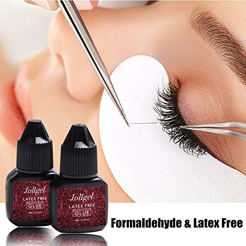 Kit extensión pestañas pelo a pelo profesional, 10ML Pegamento sin látex adhesivo + Extensiones de pestañas 0,15 Curva D mixto 8-13MM + 100 Anillos desechables para pestañas postizas semipermanentes