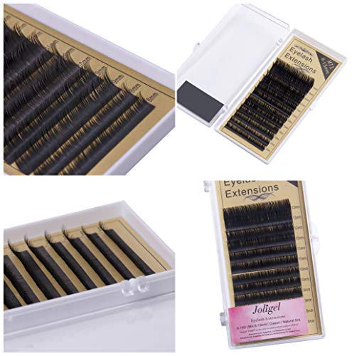 Kit extensión pestañas pelo a pelo profesional, 10ML Pegamento sin látex adhesivo + Extensiones de pestañas 0,15 Curva D mixto 8-13MM + 100 Anillos desechables para pestañas postizas semipermanentes