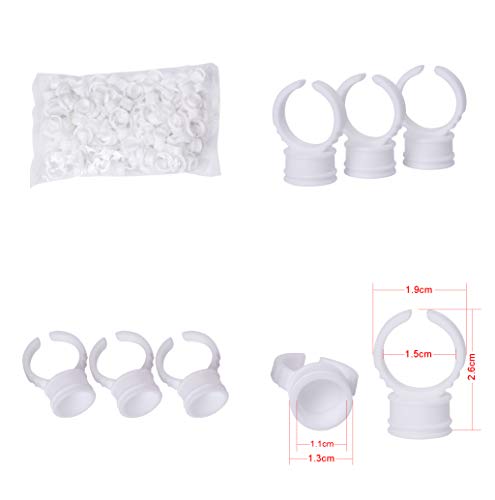 Kit extensión pestañas pelo a pelo profesional, 10ML Pegamento sin látex adhesivo + Extensiones de pestañas 0,15 Curva D mixto 8-13MM + 100 Anillos desechables para pestañas postizas semipermanentes