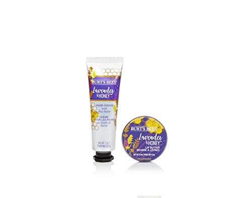 Kit para manos y labios de 2 artículos con mezcla botánica nutritiva Burt's Bees con lavanda y miel con 1 crema de manos con lavanda y miel (28,3 g) y 1 manteca labial con lavanda y miel (11,3 g)