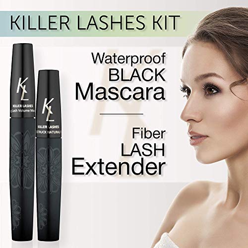 KL Killer Lashes - Extensor de Pestañas y Rímel de Fibra de Última Generación (set de 9 ml y 6 ml) 3D MoonStruck Edición Limitada Black con Estuche