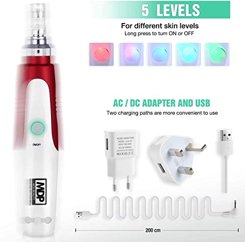Koi Beauty Dermapen eléctricos Profesional Microagujas 0.25mm-2.0mm ajustable, Incluir 2pcs 12 Aguja,Anti Envejecimiento Cicatrices del acné Antiarrugas,RoHS y aprobado por la CE