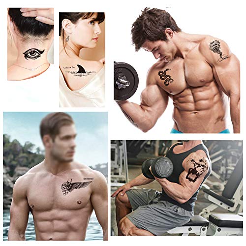 Konsait 9 Hojas Gran Negro dragón León Águila lobo flor Tatuaje Temporal Hombre Adultos mujer Falso Tatuajes Temporales Realistas Tattoos