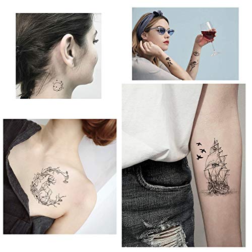 Konsait 9 Hojas Gran Negro dragón León Águila lobo flor Tatuaje Temporal Hombre Adultos mujer Falso Tatuajes Temporales Realistas Tattoos