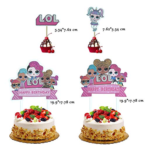 KRUCE 22 Piezas LOL Cake Topper, LOL Happy Birthday Party Supplies Cupcake Topper para decoraci ón de niños