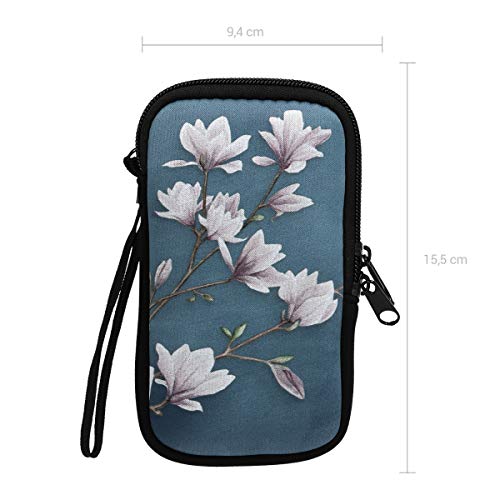 kwmobile Funda Universal para móvil de M - 5,5" - Estuche de Neopreno con Cierre - Carcasa Magnolias