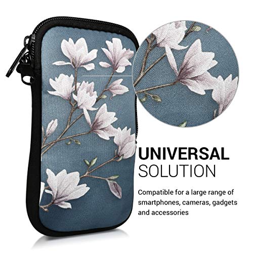 kwmobile Funda Universal para móvil de M - 5,5" - Estuche de Neopreno con Cierre - Carcasa Magnolias