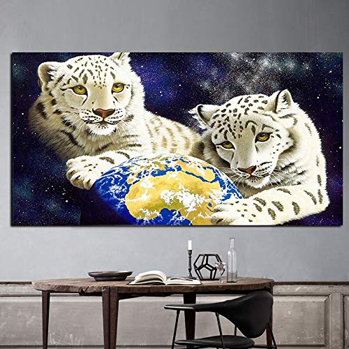 KWzEQ Cuadro En Lienzo Imágenes de Carteles de Arte de Sala de Estar de decoración del hogar de Pared de Tigre Abstracto,70x140cm,Pintura sin Marco