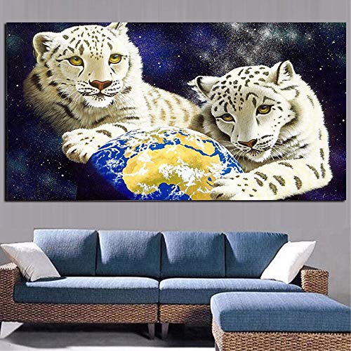 KWzEQ Cuadro En Lienzo Imágenes de Carteles de Arte de Sala de Estar de decoración del hogar de Pared de Tigre Abstracto,70x140cm,Pintura sin Marco