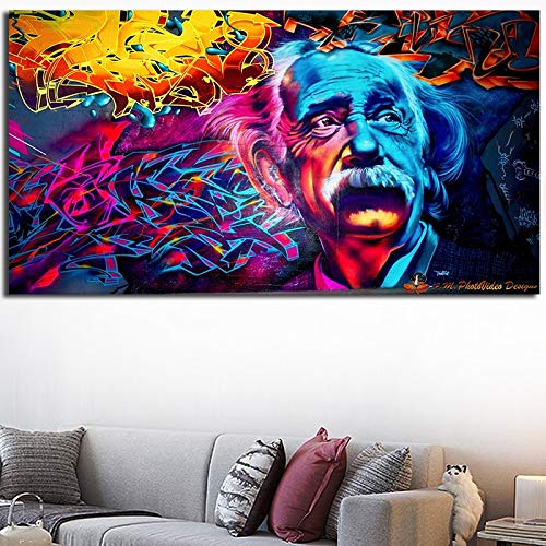 KWzEQ Famosos científicos callejeros Hacen Carteles e Impresiones de Graffiti en el hogar sobre Lienzo，Pintura sin Marco，45x90cm
