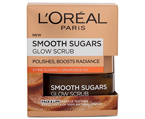 L 'Oreal París suave azúcar Glow Semilla de Uva cara y labios Scrub, 50 ml